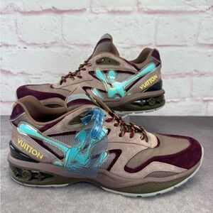 Louis Vuitton Maroon and Aqua Sneakers